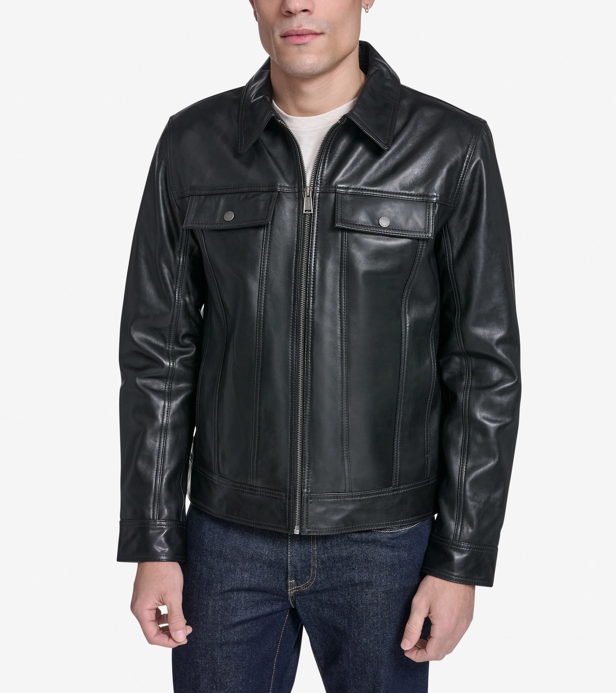 Men's Leather Trucker Jacket