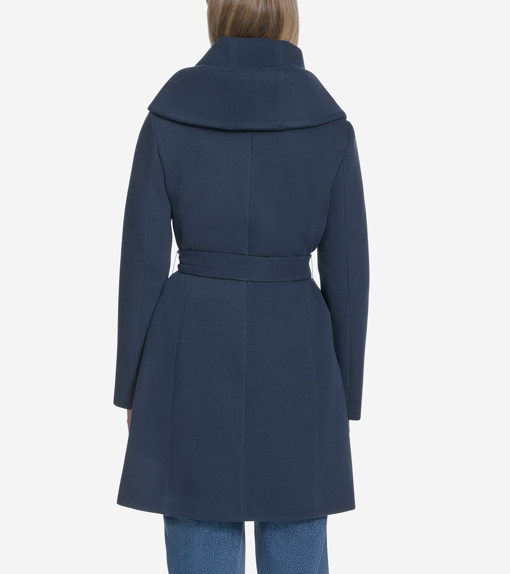 Women's Belted Asymmetrical Zip Front Twill Coat - Image 2